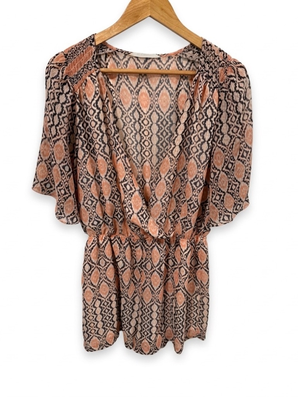 BCBGeneration Women’s Boho Chic/Coastal Cowgirl Coral and Navy Romper